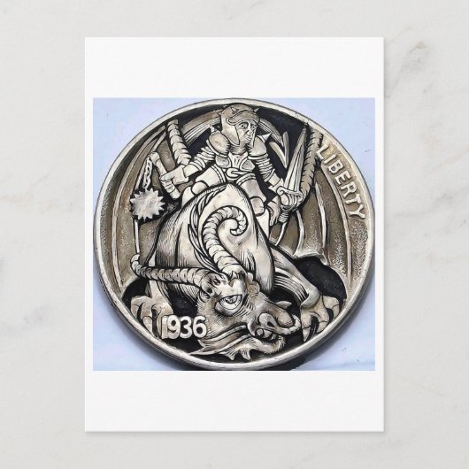 Hobo nickel 1936 buffalo nickel coin. Postcard ポストカード (正面)