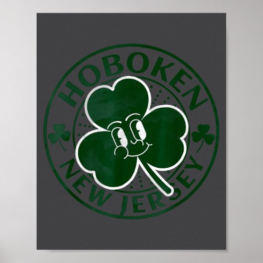 Hoboken New Jersey Irish Shamrock Nj Retro Souveni ポスター (正面)