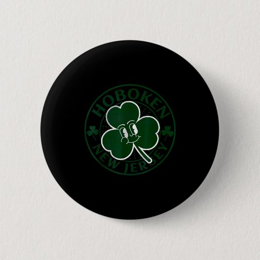 Hoboken New Jersey Irish Shamrock Nj Retro Souveni 缶バッジ (正面)