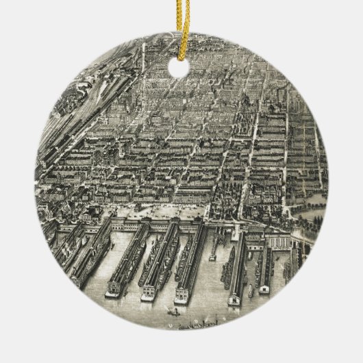 Hoboken NJ (1904年)のヴィンテージの絵解き地図 セラミックオーナメント (正面)