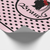 Hochzeit Braut Text Frau Kopf rosa Punkte ラッピングペーパー (角)