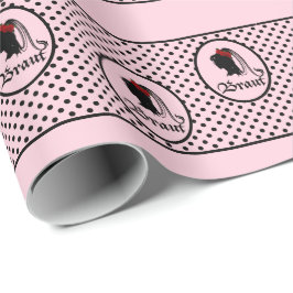 Hochzeit Braut Text Frau Kopf rosa Punkte ラッピングペーパー
