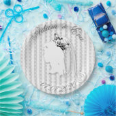 Hochzeit Streifen & Punkte  Namen personalisieren ペーパープレート (パーティー)