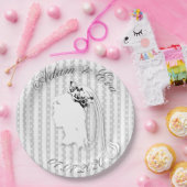 Hochzeit Streifen & Punkte  Namen personalisieren ペーパープレート (パーティー)