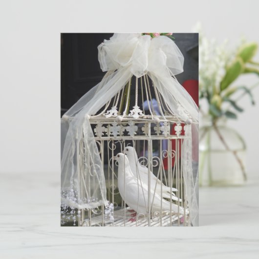 Hochzeits Tauben warten auf das Brautpaar 招待状 (スタンド正面)