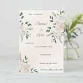 Hochzeitseinladung Elegant Floral – Naturweiß 招待状 (スタンド正面)