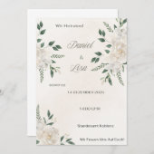 Hochzeitseinladung Elegant Floral – Naturweiß 招待状 (正面/裏面)