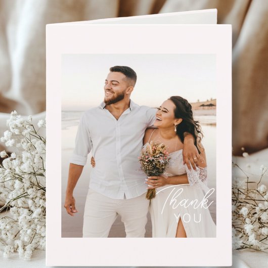 Hochzeitshandschrift Danke 3 Fotos Hellrosa サンキューカード