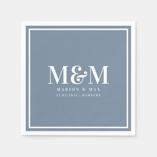 Hochzeitsservietten Dusty Blue 01 スタンダードカクテルナプキン (正面)