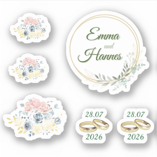 Hochzeitsstickers mit Blumenmotiv シール (正面)