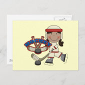 HOCKEY – アフリカ系アメリカ人ガールTシャツとギフト ポストカード (正面/裏面)