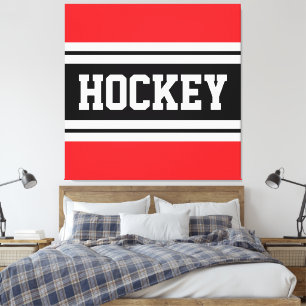 HOCKEY ビンテージ70s 赤 黒 白 レーシング ストライプ キャンバスプリント