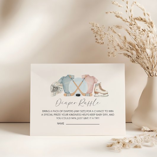 Hockey baby shower, ice hockey diaper raffle エンクロージャーカード