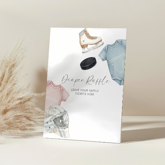 Hockey baby shower, ice hockey diaper raffle 台座サイン