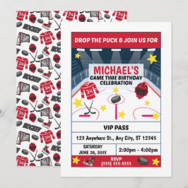 Hockey Birthday Party Invitation 招待状