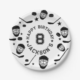 Hockey black and White Themed Kids Birthday Party ペーパープレート