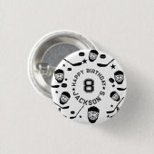 Hockey black and White Themed Kids Birthday Party 缶バッジ (正面&裏面)