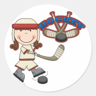 HOCKEY - Brunette Girl Tシャツ&ギフト ラウンドシール