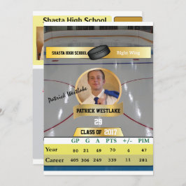 Hockey Card W/Stats Grad招待状-金ゴールド 招待状