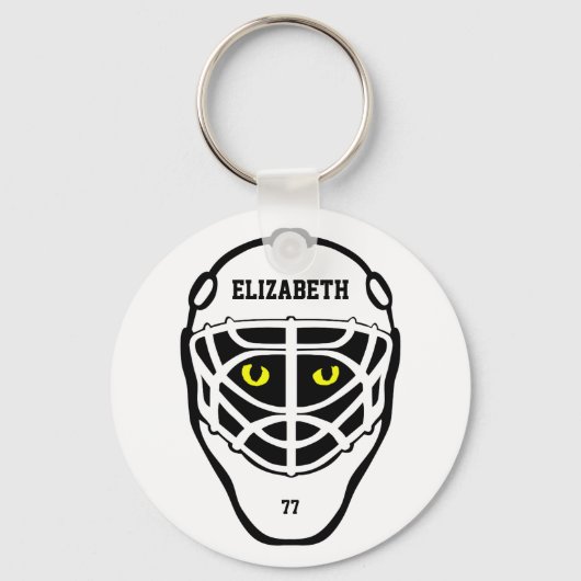 Hockey Cat Eyes Helmet Keychain キーホルダー (正面)