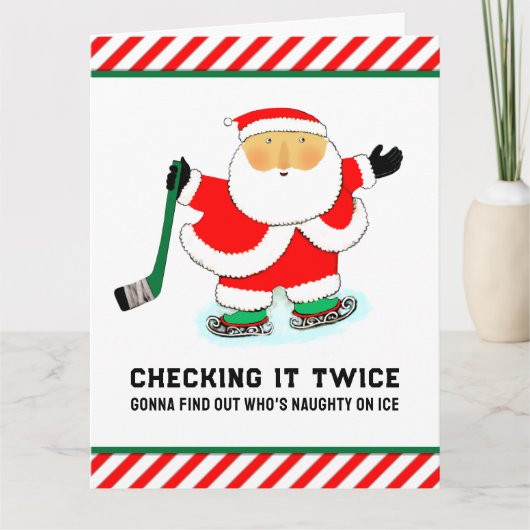 Hockey Christmas Holiday Cards カード (正面)