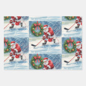  Hockey Christmas with Santa Claus ラッピングペーパーシート (正面)