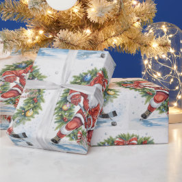  Hockey Christmas with Santa Claus ラッピングペーパー