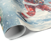  Hockey Christmas with Santa Claus ラッピングペーパー (ロールコーナー)