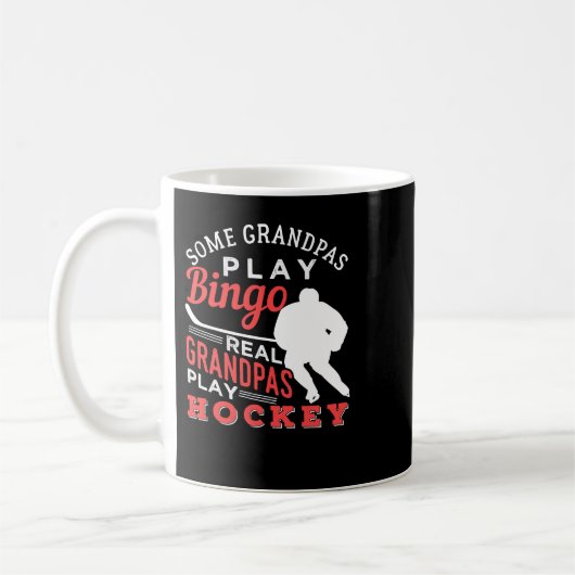Hockey Cool Hockey Playing Grandpa 367 player コーヒーマグカップ (左)