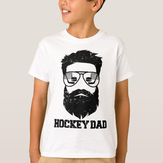 Hockey Dad Funny Messy Hair Beard Hockey Dad Tシャツ (正面)