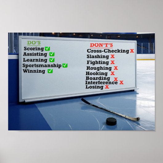 Hockey Do's and Don'ts Whiteboard ポスター (正面)