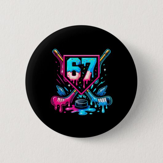 Hockey Drip 6 7 Number 67 Six Seven Meme Men Boys  缶バッジ (正面)