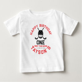 Hockey First Year Down 1st birthday  ベビーTシャツ