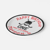 Hockey First Year Down 1st birthday  ペーパープレート (アングル)