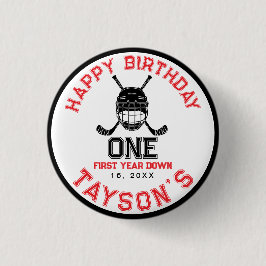 Hockey First Year Down 1st birthday  缶バッジ