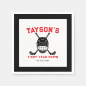 Hockey First Year Down Napkins – Sports-Themed 1st スタンダードカクテルナプキン (正面)