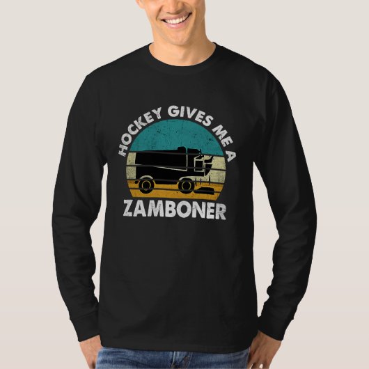 Hockey Gives Me A Zamboner Funny Hockey Retro Vint Tシャツ (正面)