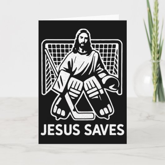 Hockey Goalie Goalkeeper Jesus Saves Christian Hoc カード (正面)