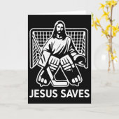 Hockey Goalie Goalkeeper Jesus Saves Christian Hoc カード (黄色い花)