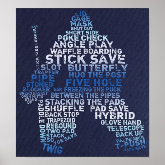 Hockey Goalie Text Art Poster ポスター (正面)