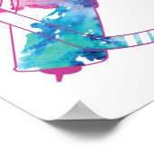 Hockey Goalie Watercolor Pink Girls ポスター (角)