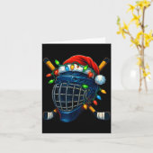 Hockey Helmet Christmas Lights Santa Hat Design Xm カード (黄色い花)