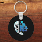 Hockey Ice Cream Drip Eat Sleep Hockey Repeat Boys キーホルダー (正面)