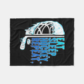 Hockey Ice Cream Drip Eat Sleep Hockey Repeat Boys フリースブランケット (正面(横))