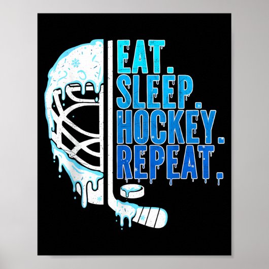Hockey Ice Cream Drip Eat Sleep Hockey Repeat Boys ポスター (正面)