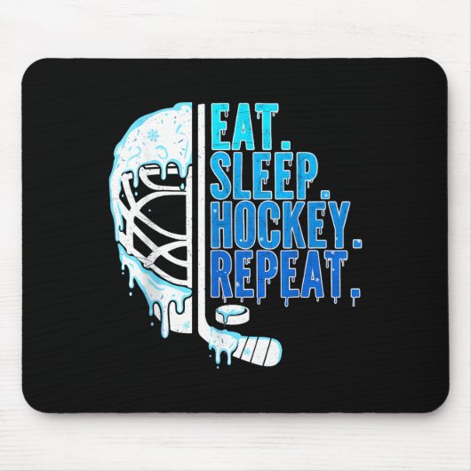 Hockey Ice Cream Drip Eat Sleep Hockey Repeat Boys マウスパッド (正面)
