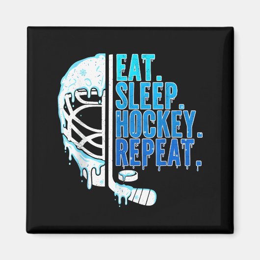 Hockey Ice Cream Drip Eat Sleep Hockey Repeat Boys マグネット (正面)