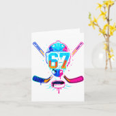 Hockey Ice Cream Drip Number 67 Player 67th Birthd カード (黄色い花)
