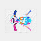 Hockey Ice Cream Drip Number 67 Player 67th Birthd フリースブランケット (正面(横))