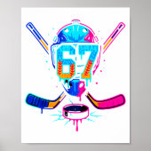 Hockey Ice Cream Drip Number 67 Player 67th Birthd ポスター (正面)